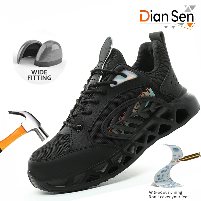 

Puncture-Proof Safety Shoes Men Steel Toe Work Boots Non Slip Breathable Indestructible Construction Boots Male Outdoor Shoes