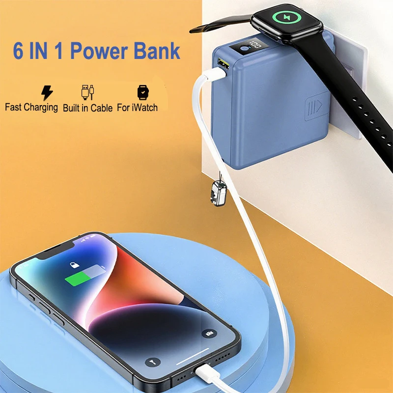 

15000mAh Magsafe Power Bank 22.5W Fast Charging Powerbank with Cable AC Plug Wall Charger For iPhone 16 iWatch Macbook Powerbank