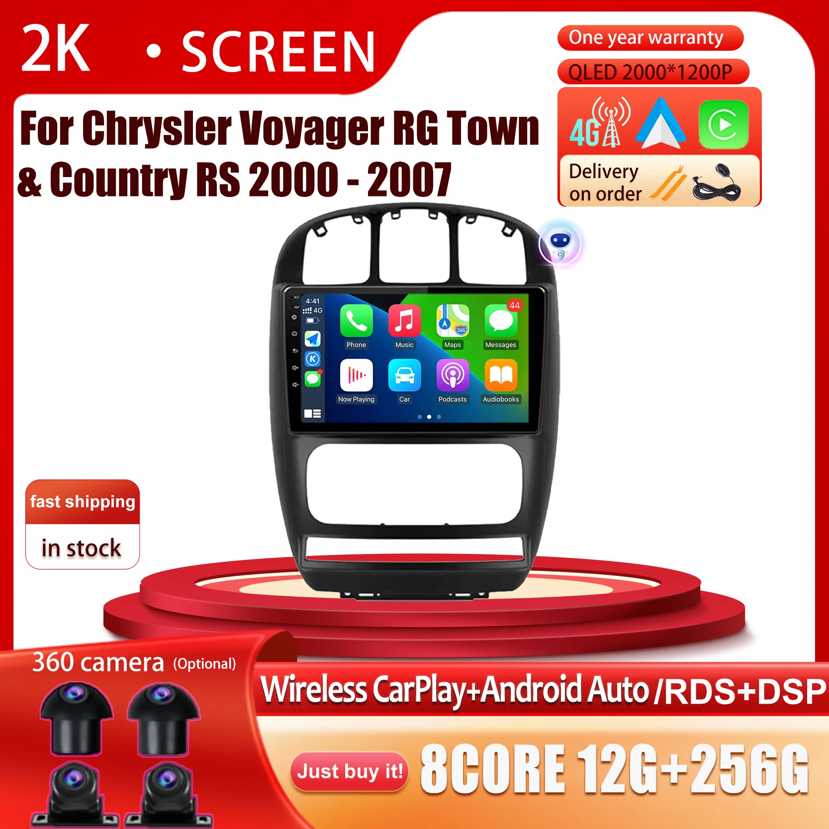 

Android 16 For Chrysler Voyager RG Town & Country RS 2000 - 2007 Auto Carplay Stereo Player Multimedia Radio GPS Navigation