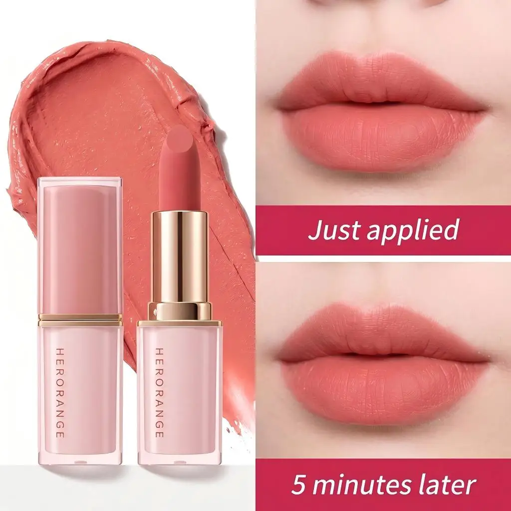 Herorange Kristall Quadratischer Lippenstift, Samt-Matter Lippenstift, Wasserfester Schweißresistenter Langanhaltender Nicht-Transferierender Lipgloss