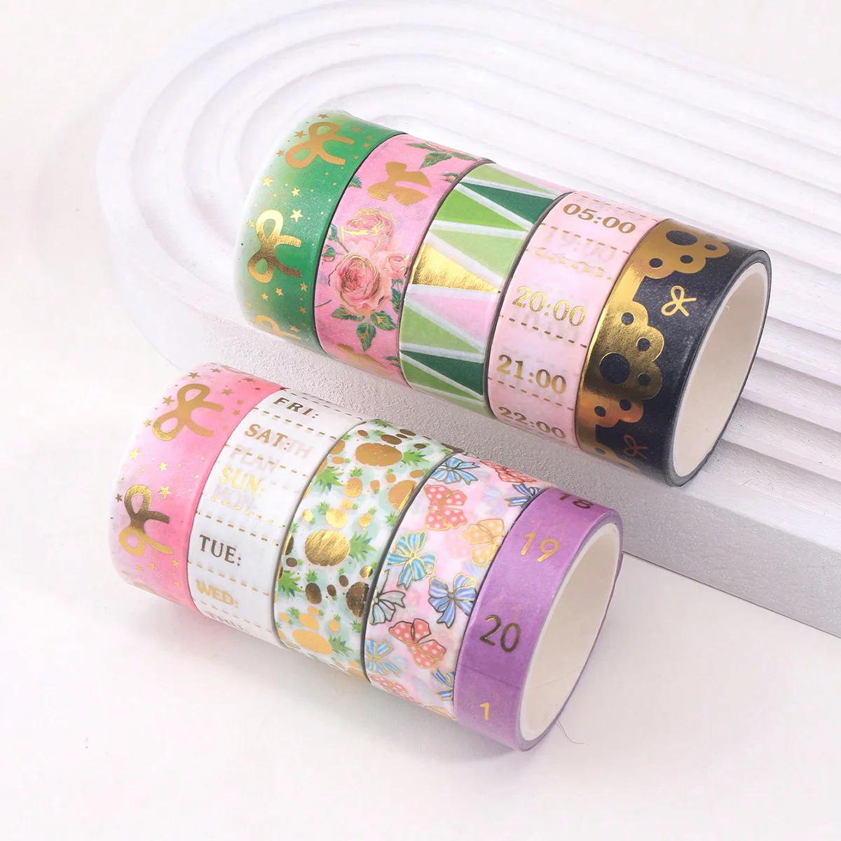 19 rolls/box, retro gold foil Creativity washi tape, suitable for DIY scrapbooking and gift box decoration, Holiday gift