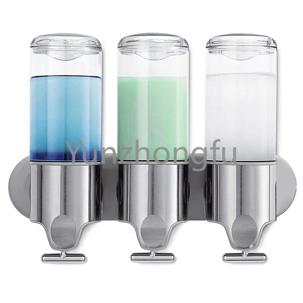 

Hotel Shower Soap Dispenser Pump Plastic Triple Gel 3 Shower Wall Mounted Shampoo Dispenser