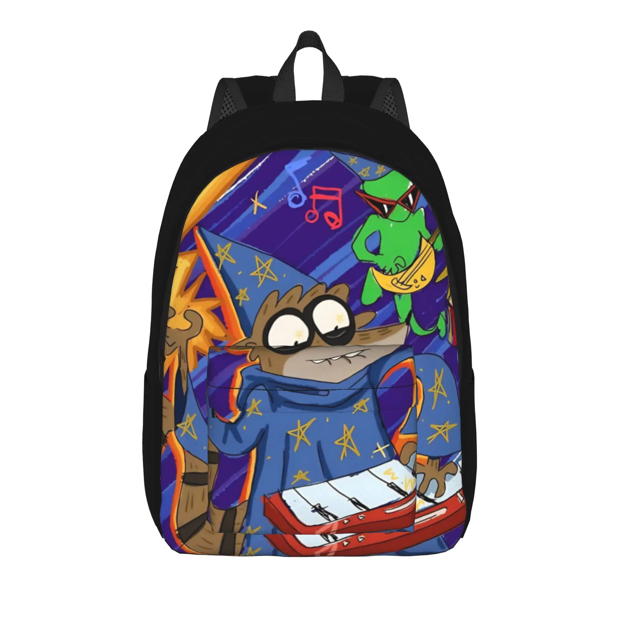 Back to school season vibrant retro  Bookbag R-Regular show Office Workers Versatile Backpack