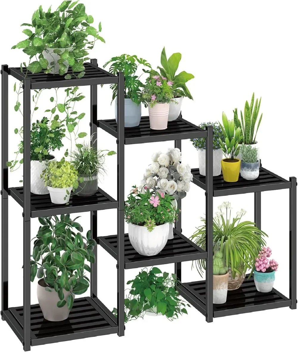 

Plant Stand Indoor Outdoor, Heavy Duty Metal Waterproof 7 Tiered Plant Shelf for Multiple Flower Planter Holder Tall Large Rack