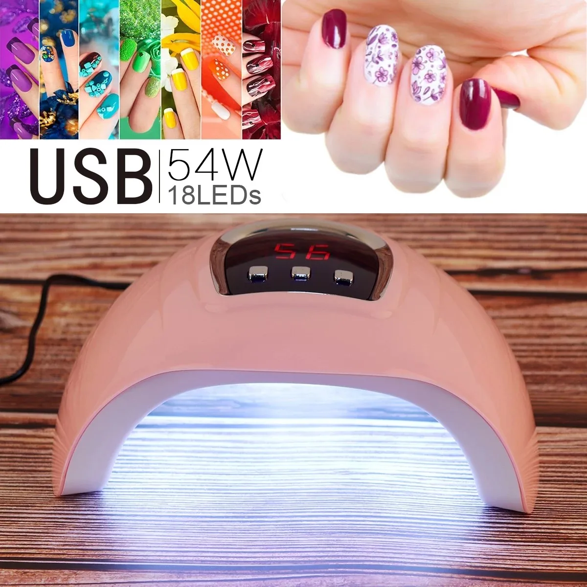 Asciugacapelli Lampada per unghie a LED Lampada UV per polimerizzare tutti lo smalto gel con rilevamento del movimento Strumento per manicure e pedicure Regalo