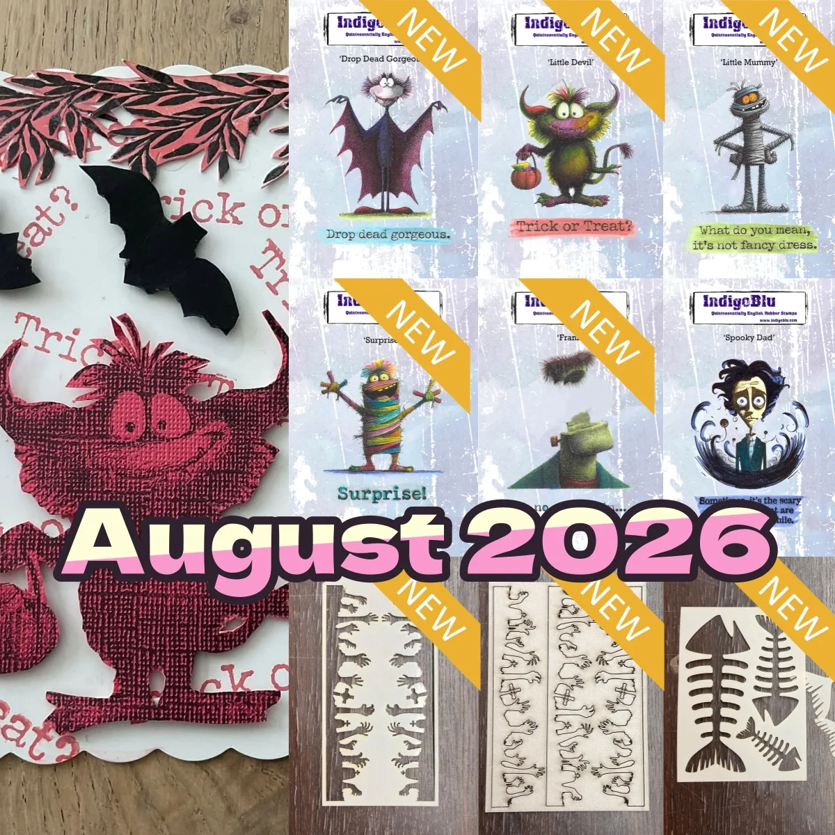 August 2026 New Devil Bat Mummy Fish Bones Halloween Clear Stamps Stencil For DIY Making Card Scrapbook Embossed Paper Supplies