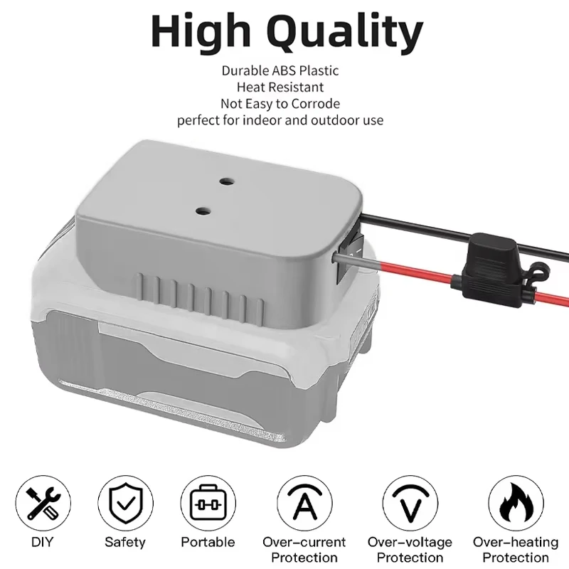 Adapter do akumulatorów litowych Dewalt 18V/20V DIY z włącznikiem/wyłącznikiem i bezpiecznikiem 30Amp do zabawek samochodowych DIY Rc