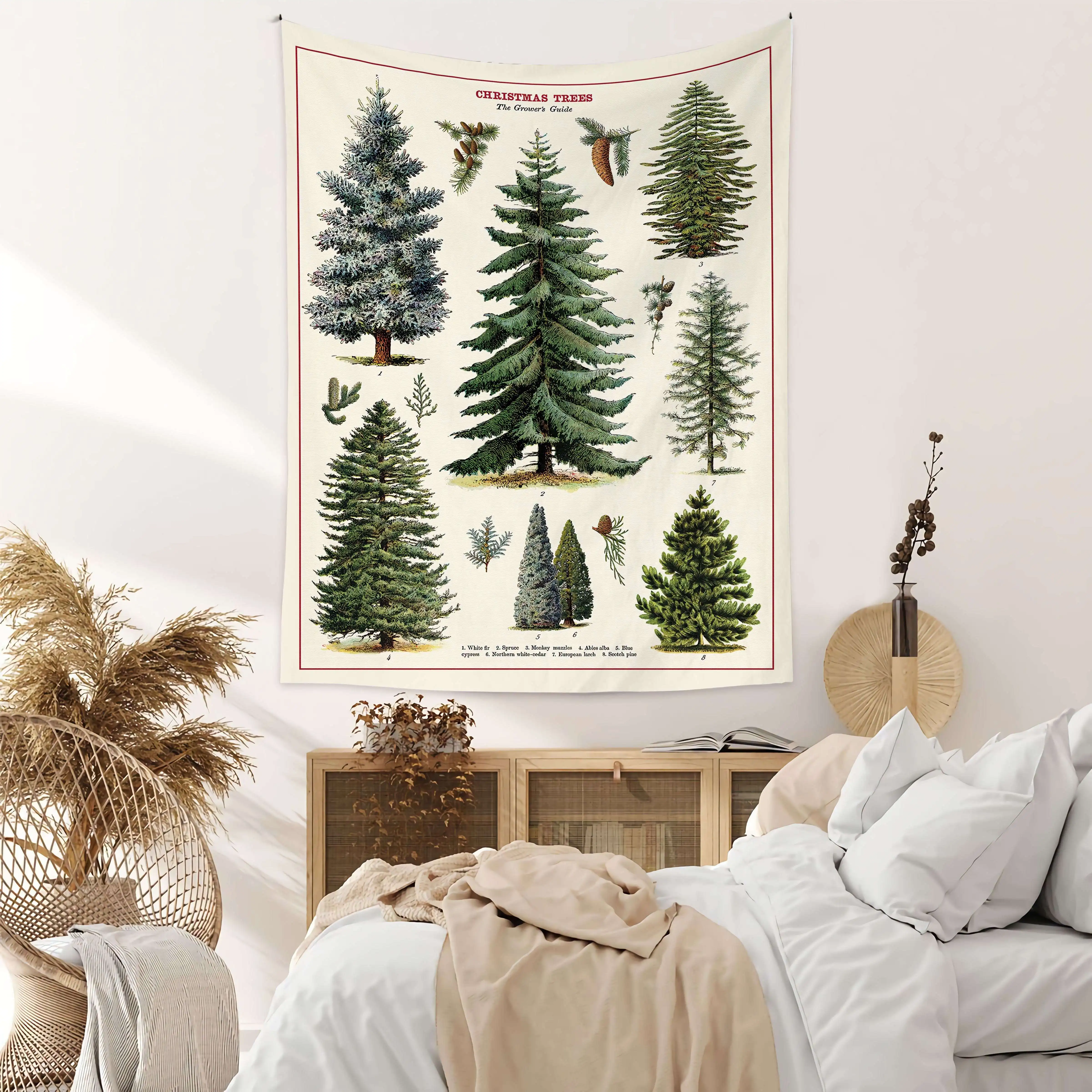 VIKAMA شجرة عيد الميلاد دليل زراعة نسيج الرجعية النباتية دليل نمط دراسة جدار ديكور عيد الميلاد تحت عنوان النبات الحلي