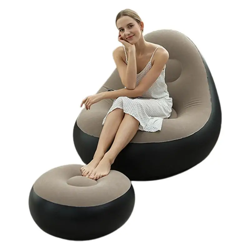 

Inflatable Sofa Chair Portable Lounge Chair Air Couch Folding Lazy Sofa Blow Up Couch With With Footrest Stool Air Sofa