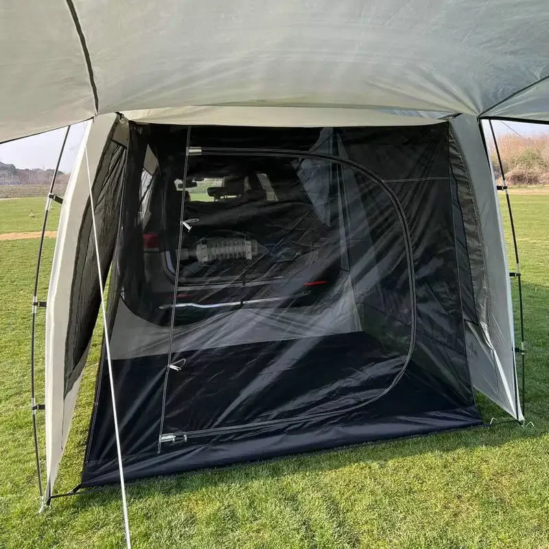 Single & Double Layers(Include Mesh)Car Rear Tent Extension Waterproof Trailer Shelter Canopy Trunk Tail Self-driving Sunshade