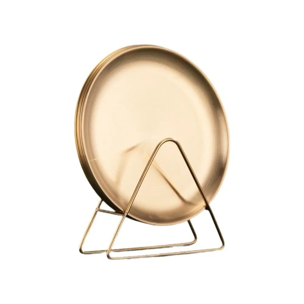 

6pcs Multipurpose Stainless Steel Spit Bone Dish Durable with Holder Garbage Plate Round Snack Tray Fruit