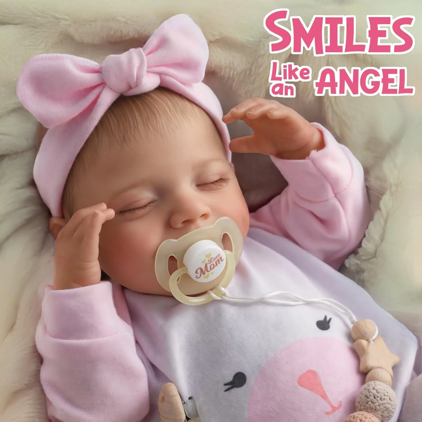 BABESIDE Muñeca Reborn de silicona de 20 pulgadas – Recién nacida durmiente realista con dulce sonrisa y accesorios, regalo de Navidad para K