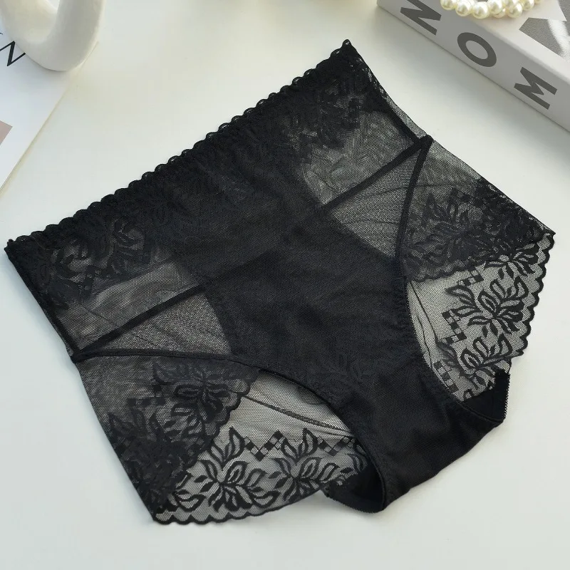 

Женское кружевное нижнее белье с высокой талией: тонкий, дышащий, треугольный пояс, сексуальная кружевная сетка, промежность из чистого хлопка, удобный