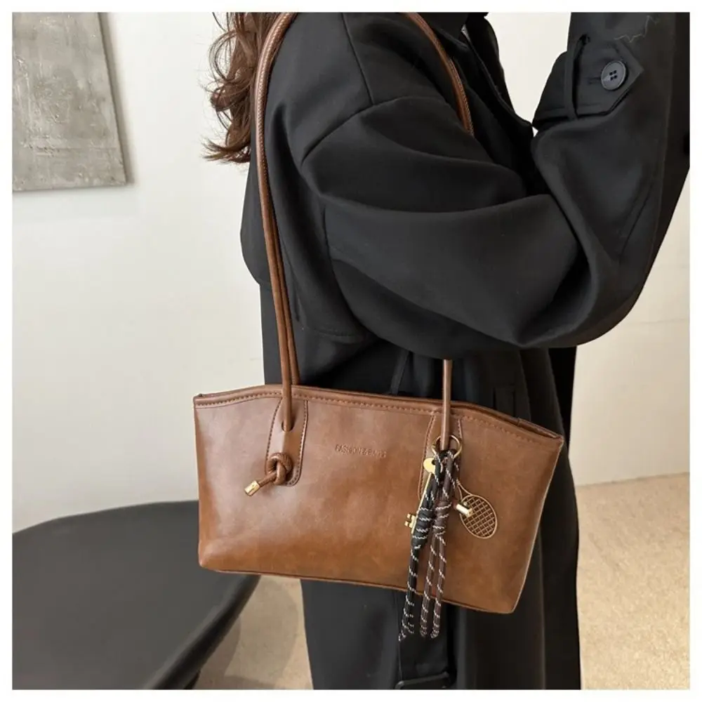 Y2K Trend PU Leather Work Shoulder Bag Solid Color Large Capacity Female Crossbody Bag Simple Commuting Bag Women Female