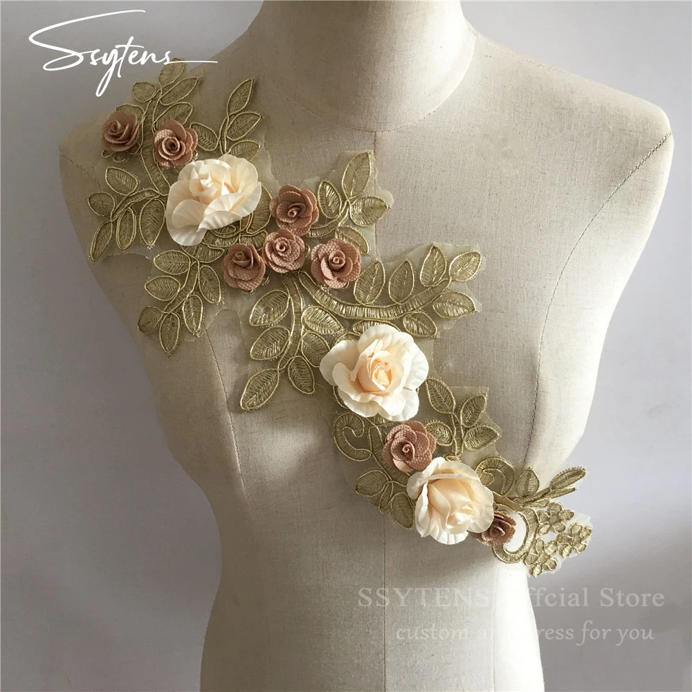 ثلاثية الأبعاد التطريز البوليستر طوق زهرة جوفاء الدانتيل زهرة DIY بها بنفسك الخياطة تقليم الملابس التبعي للملابس طوق الكفة الديكور #1