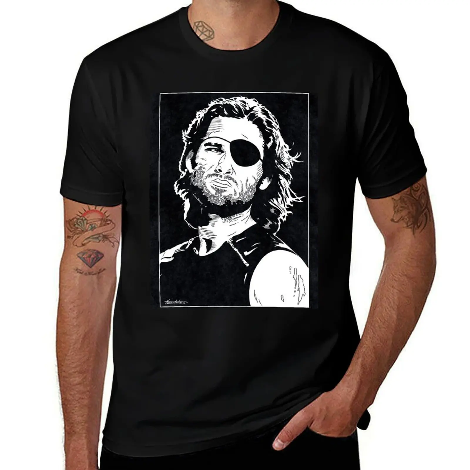 

SNAKE PLISSKEN - Escape from New York (Black and White) T-Shirt oversizeds valentines clothes slim fit t shirts for men
