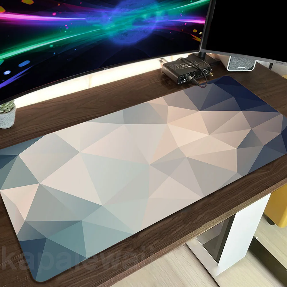 

Triangle Mousepad Home XXL New Large Geometric Mouse Mat Office Laptop Carpet Soft Anti-slip Desktop Desk Protector Mat 90x40cm