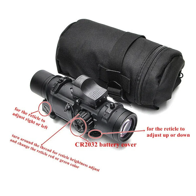 Tactical Wide Angle 1x-4x Fixed Dual Purpose Tactical Rifle Scope With Mini Red Dot Scope  Sight Combo Rubber Covers Black/Tan