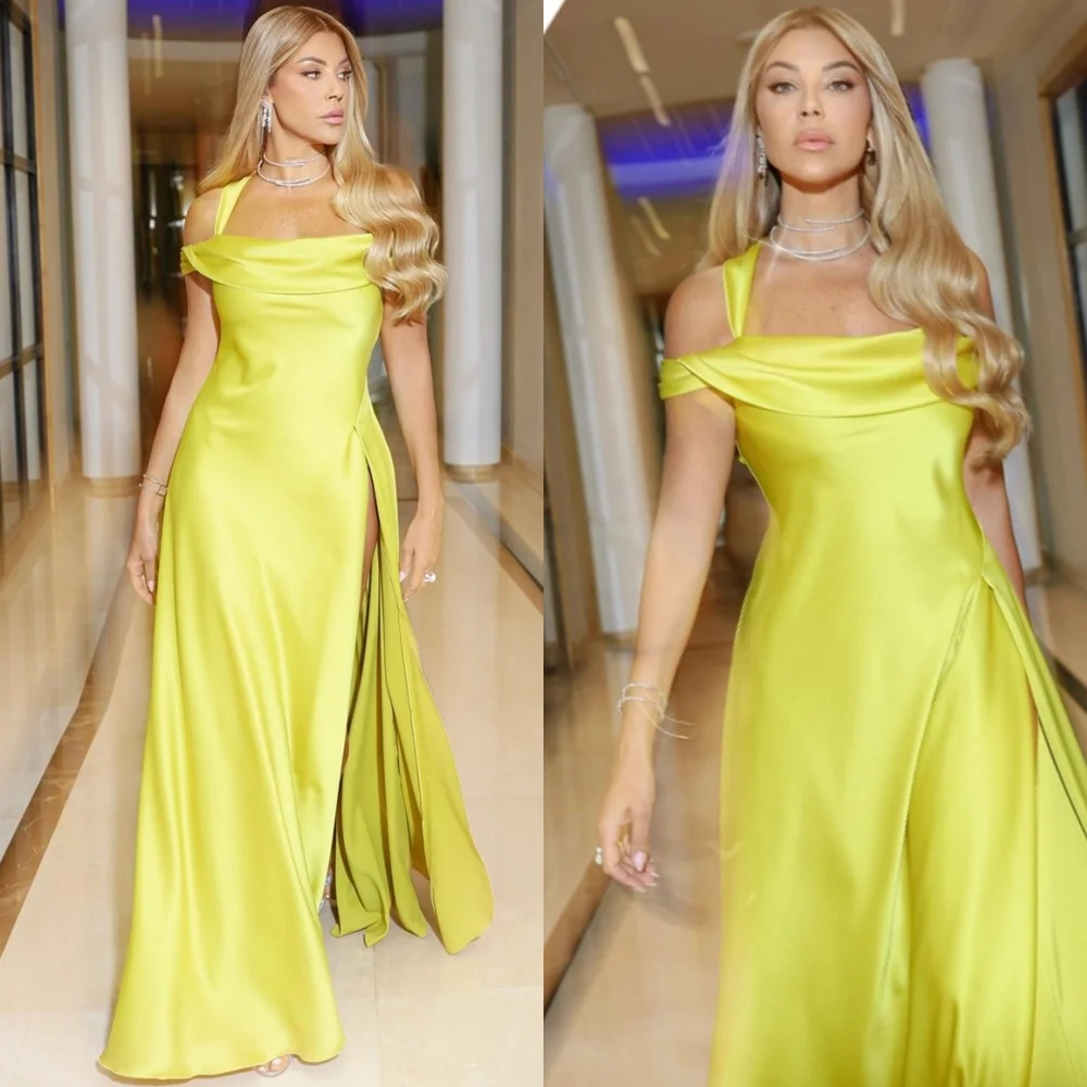 

Customized Sparkly Satin Evening Dress Classic Sleeveless Off the Shoulder Homecoming Dresses Temperament Special Occasion Gowns