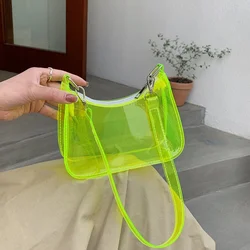 Textured transparent Crossbody bag female 2022 fashion casual portable jelly bag web celebrity shoulder bag mobile phone bag