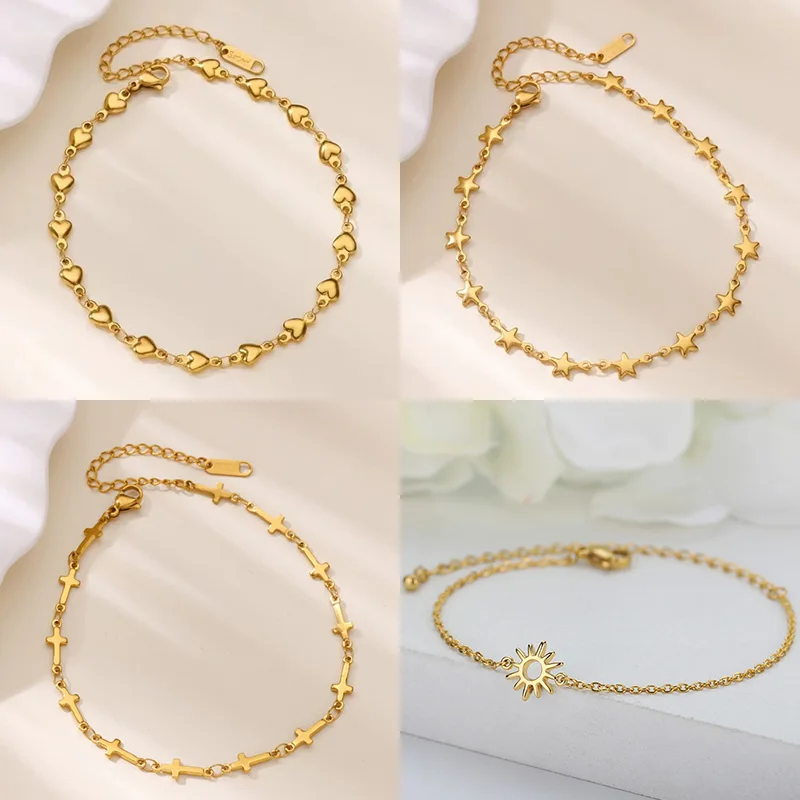 Stainless Steel Heart Bracelets For Women Gold Color Geometric Heart Bracelet Fashion Wedding Waterproof Jewelry Gift