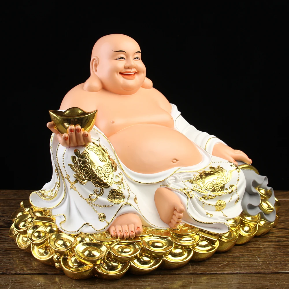 Asia GOOD Maitreya Buddha God of wealth figure home Altar shop Worship efficacious Talisman family Goddess Mascot statue