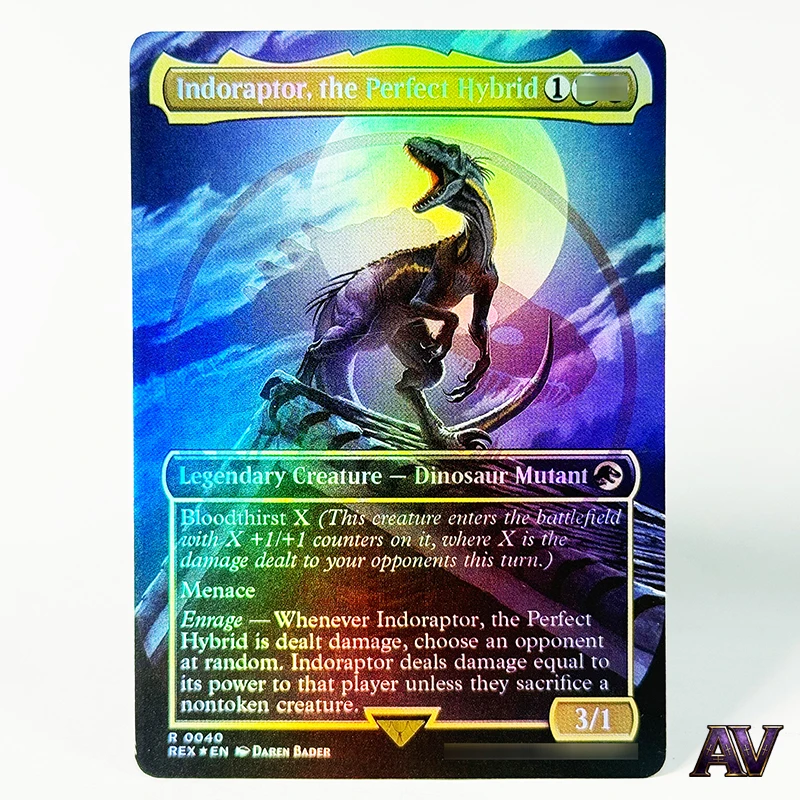 Indoraptor, el Emblema Híbrido Perfecto sin Límites, Cartas REX Mágicas Proxy TCG, Juego de Cartas Coleccionables de Alta Calidad