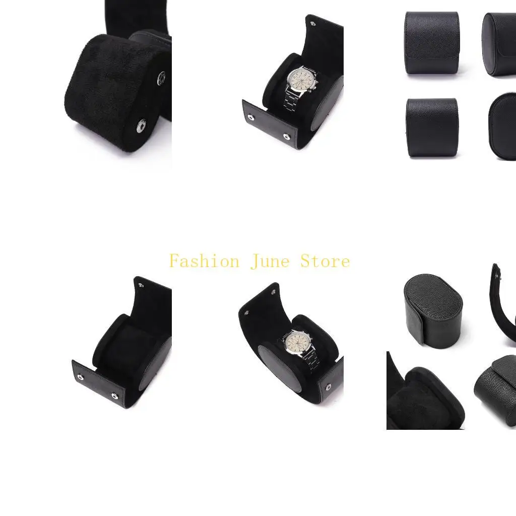 

N5KA PU Leather Watch Storage Box Travel Single Watch,Black