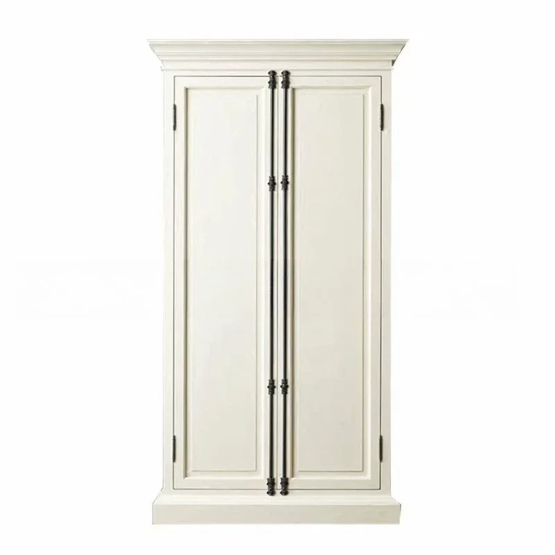 

American solid wood wardrobe furniture retro old log heaven and earth lock oak locker