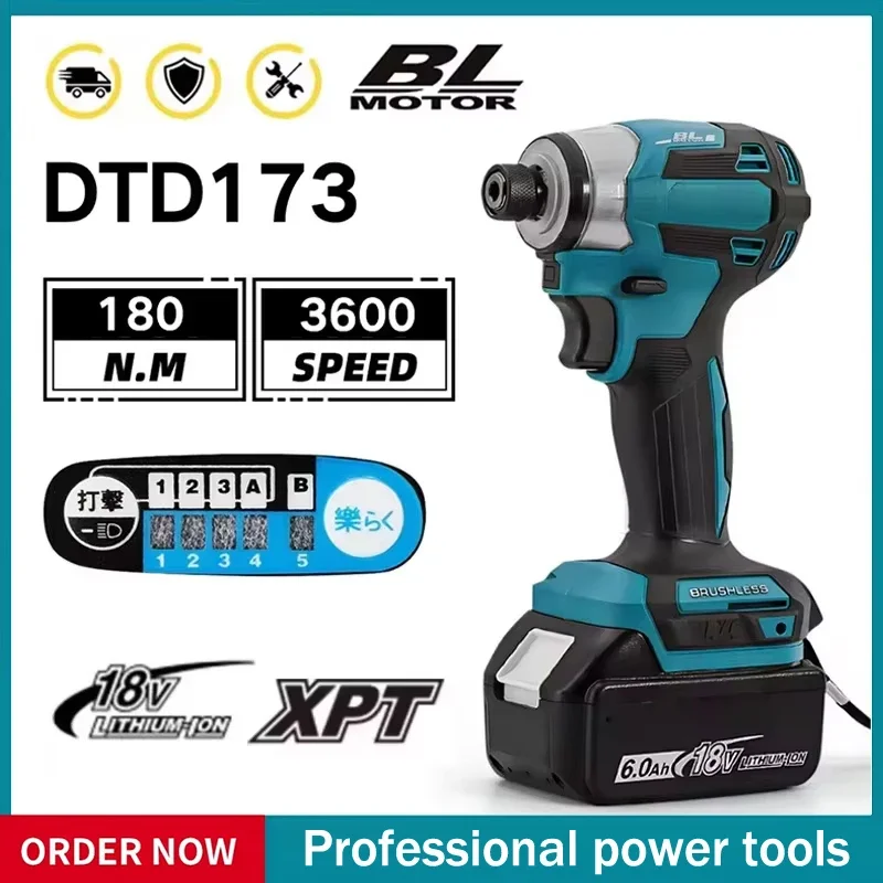 

Подходит для Makita DTD173, бесщеточная электрическая отвертка, авторемонт, ударная отвертка, 220 Нм, электрическая отвертка, инструменты для Makita18V