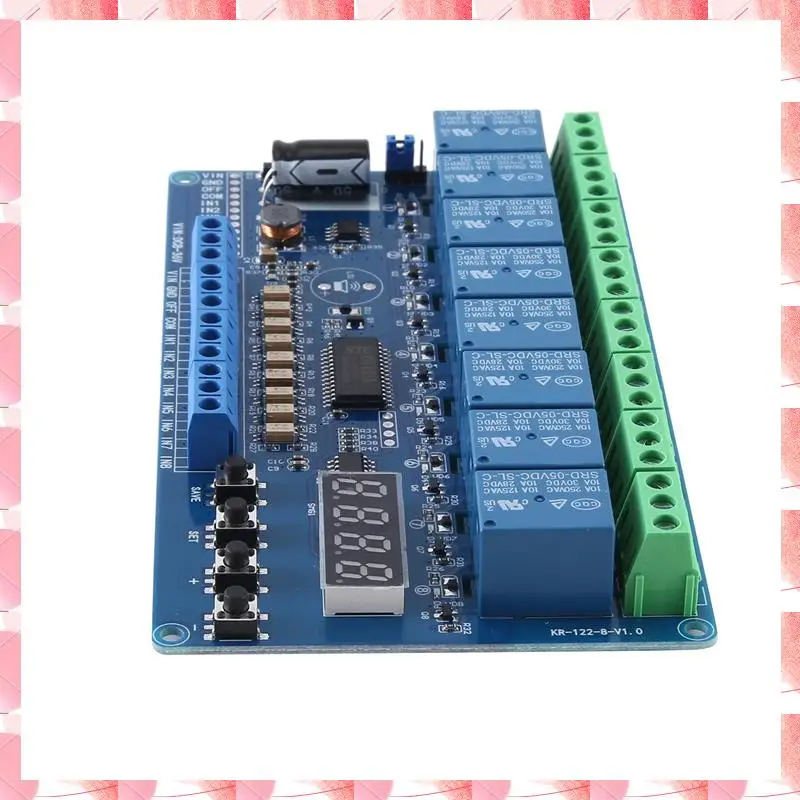 JAJA 8-Channel Multifunction Time Delay Relay Interface Board Module With Light Couple Red Display