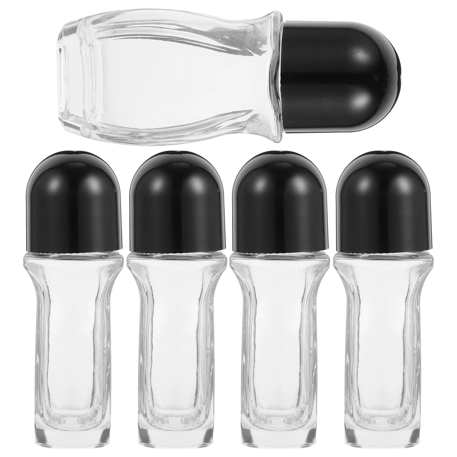 5 szt. Butelek roll-on 50 ml na olejki eteryczne, przenośne, wytrzymałe, wielokrotnego użytku, szczelne, białe szkło, idealne do podróży i przechowywania w domu.
