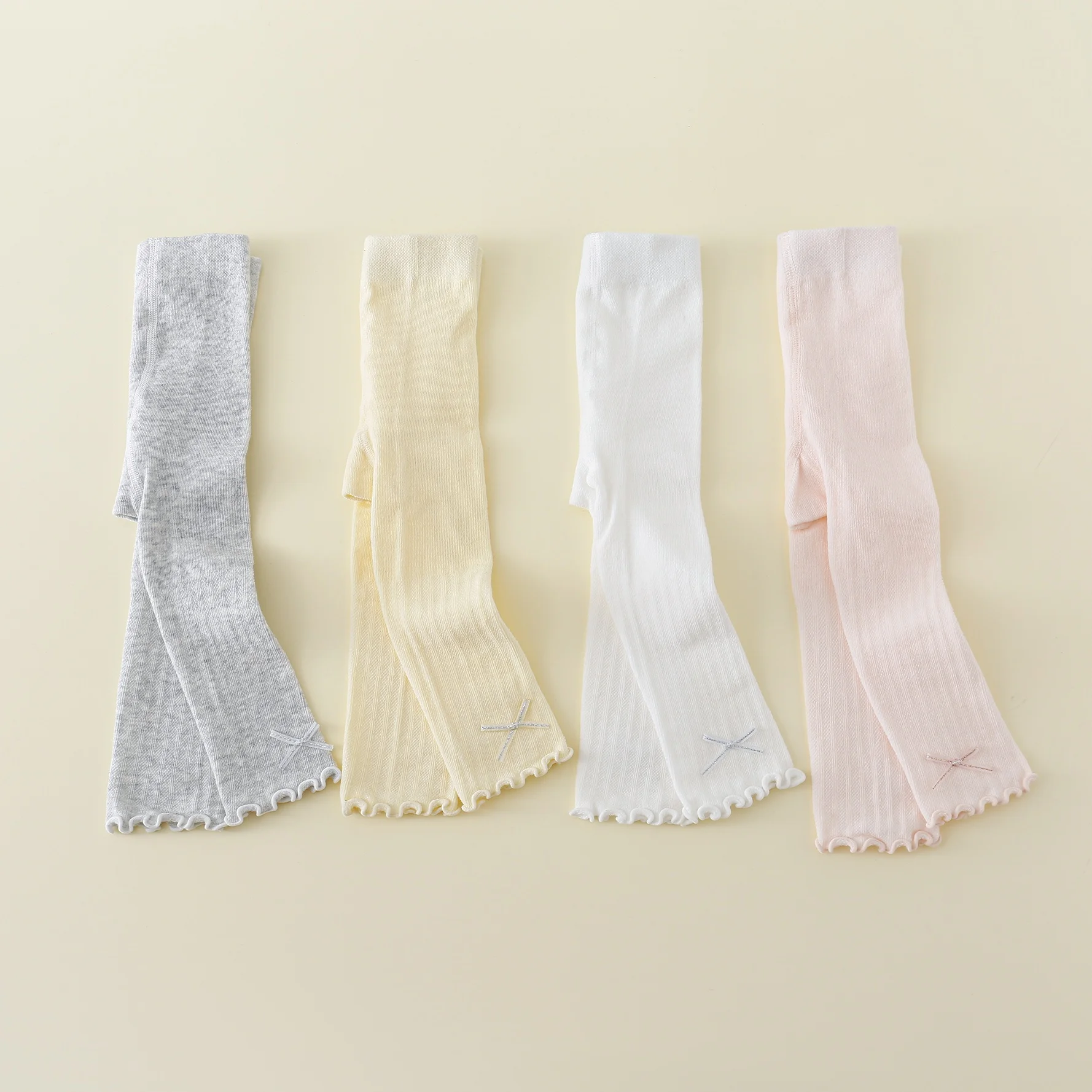 Summer Thin Mesh Infant Princess Tights Baby Girls Solid Colour Bow Nine Point Pantyhose Newborn Cotton Soft Leggings 0-24Months