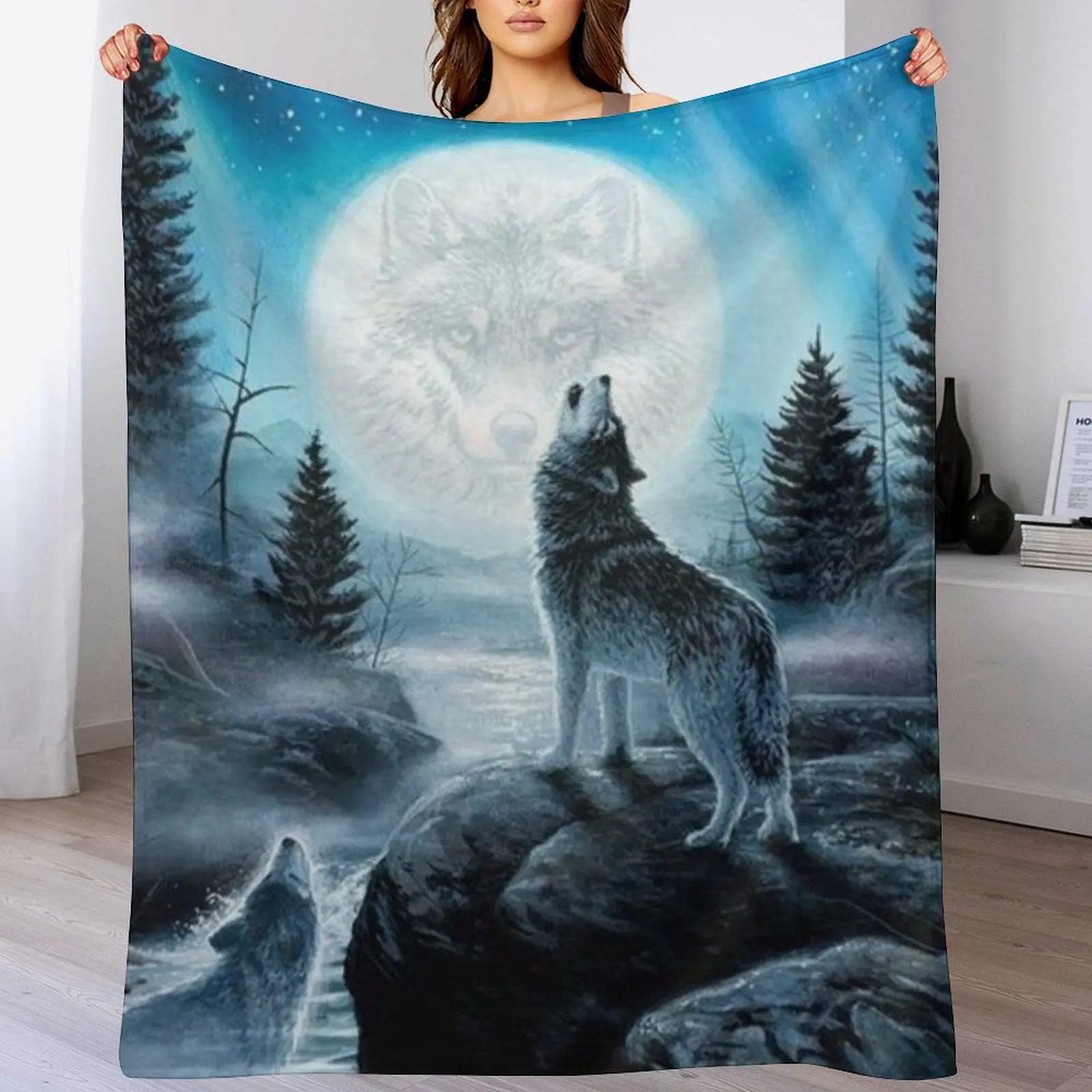 

The song of the wolf at dusk Throw Blanket wednesday Blankets Sofas Of Decoration manga Kid'S Blankets