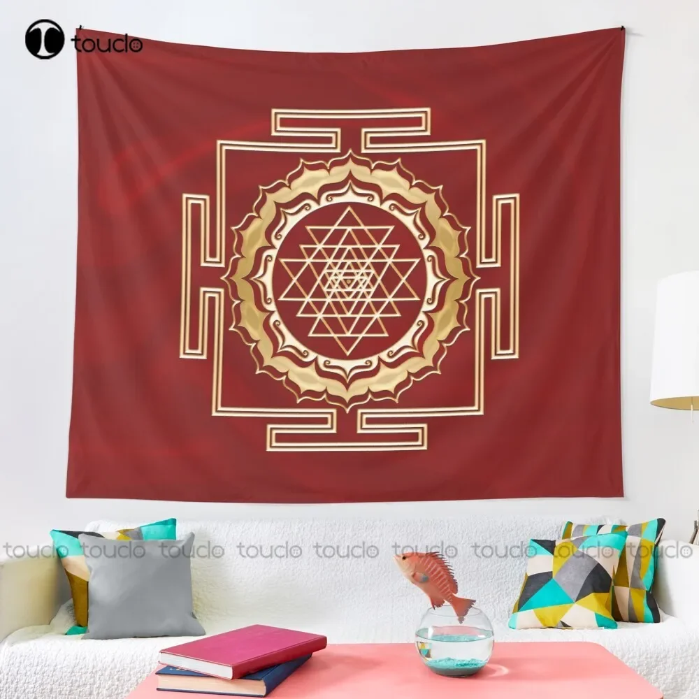 Shri Yantra - Cosmic Conductor Of Energy Sacred Geometry Tapestry Wall Tapestry Art Custom Decoration Wall Hanging Wall Covering