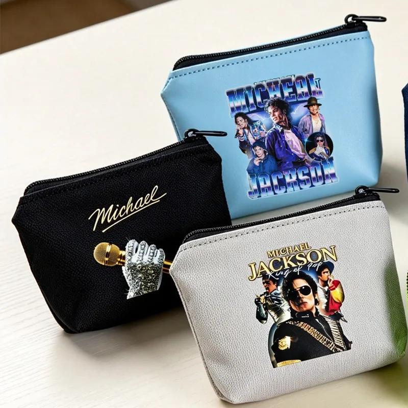 

Retro Michael Jackson Patterned Fashion Mini Coin Pouch Women Men Outdoor Portable Purses The King of Pop MJ Wallets Party Gifts