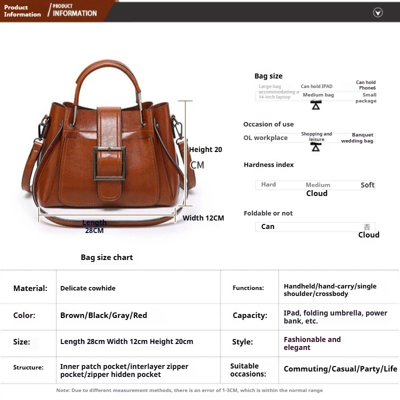 Timeless Vintage Everyday Large Shoulder Bag Crossbody Bag for Women Genuine Leather Adjustable Strap Luxury Handbag