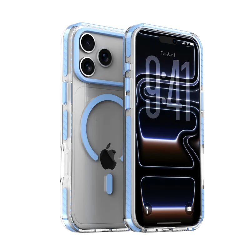 Luxuriöse, kontrastfarben gestreifte HD-Klarsicht-Handyhülle für iPhone 18 17 Air 16 E 15 14 Plus 13 12 Pro Max mit MagSafe-Magnetfunktion. – Detail 8