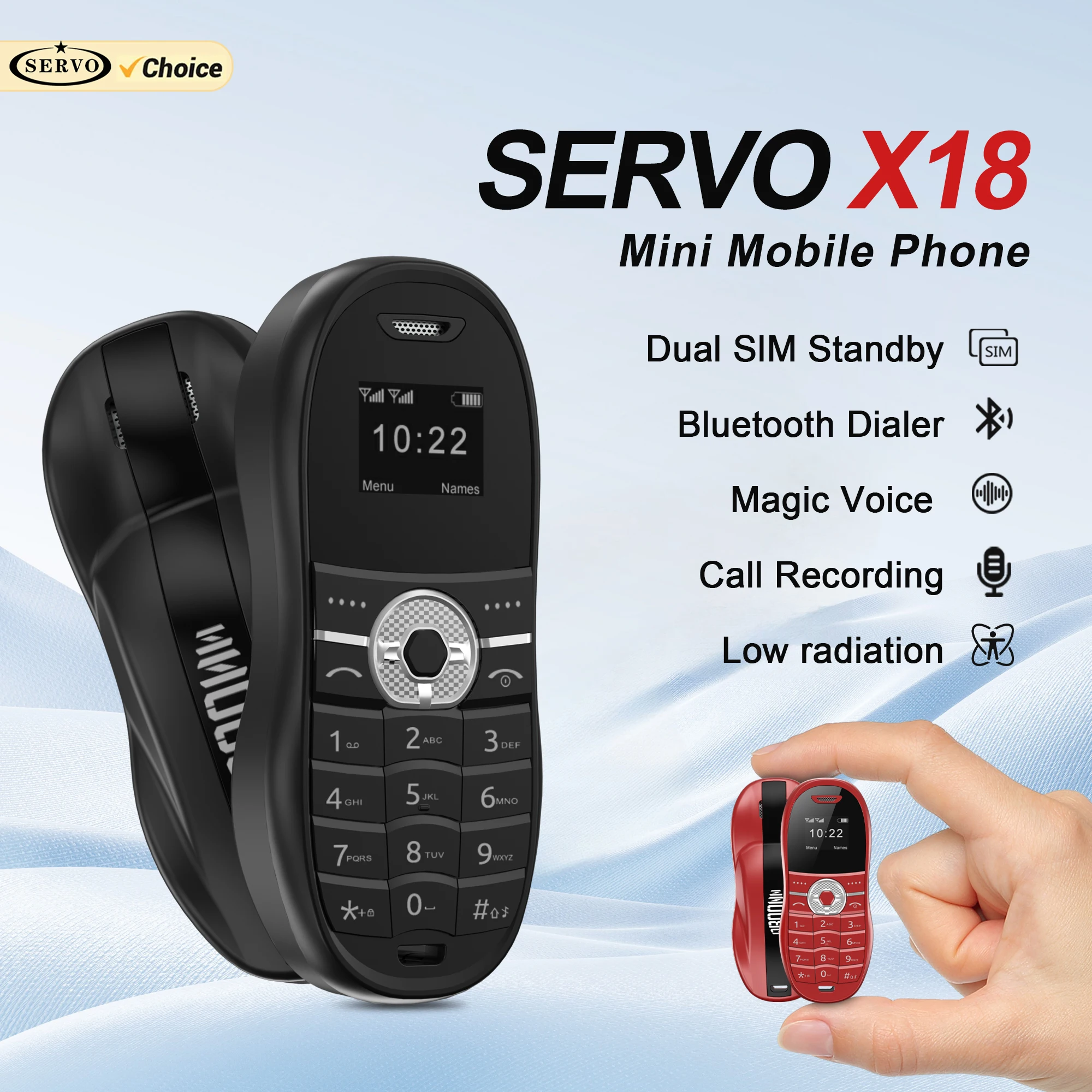 SERVO X18 Car Style Mini Mobile Phone Magic Voice Blacklist Call Recording Bluetooth Dial 2G Super Small Cellphone 2 SIM Standby