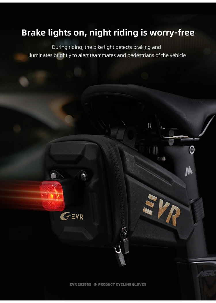 EVR Fahrrad-Hecktasche 1,25L Wasserdichte Satteltasche mit Rücklicht Hartschalen-Mountainbike-Rennrad-Aufbewahrungstasche – Detail 3