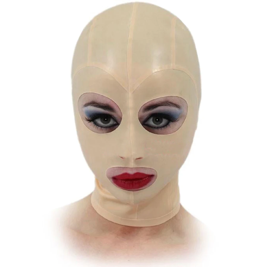 Sexy Latex Gummi Mask with Back Zipper Rubber Fetish Hood Handmade Headpiece  S-LM045