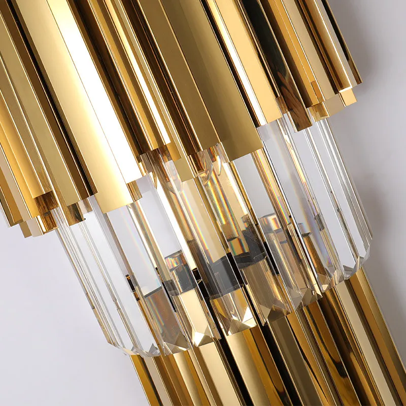 New Modern Led Wall Light Creative Design Indoor Wall Lamps For Bedroom Bedside Corridor Gold Polished Steel Crystal Wall Sconce