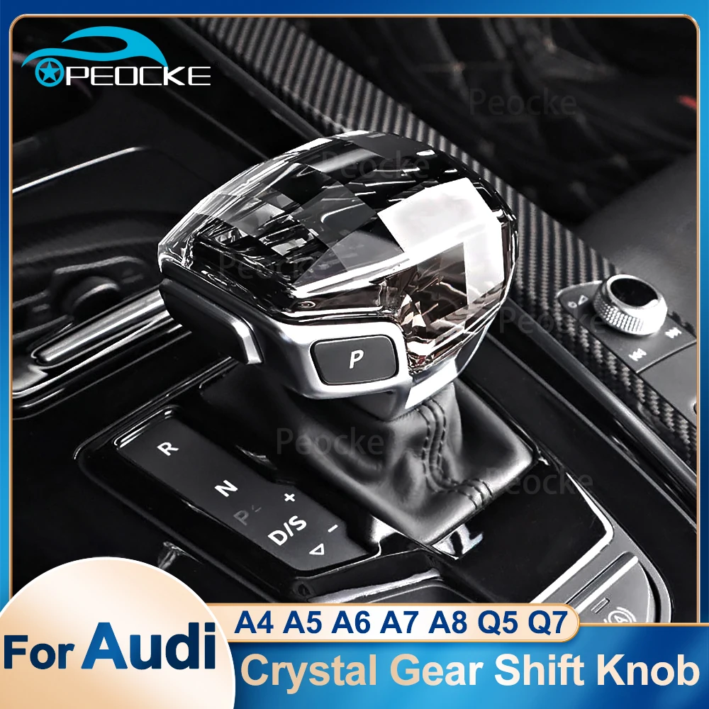 For Audi Crystal Gear Shift Knob Lever Handle Cover Q7 A6 Q8 SQ5 A5 A4 S4 RS5 RS6 A7 SQ8 2016-2022 Gear Car Accessories Interior