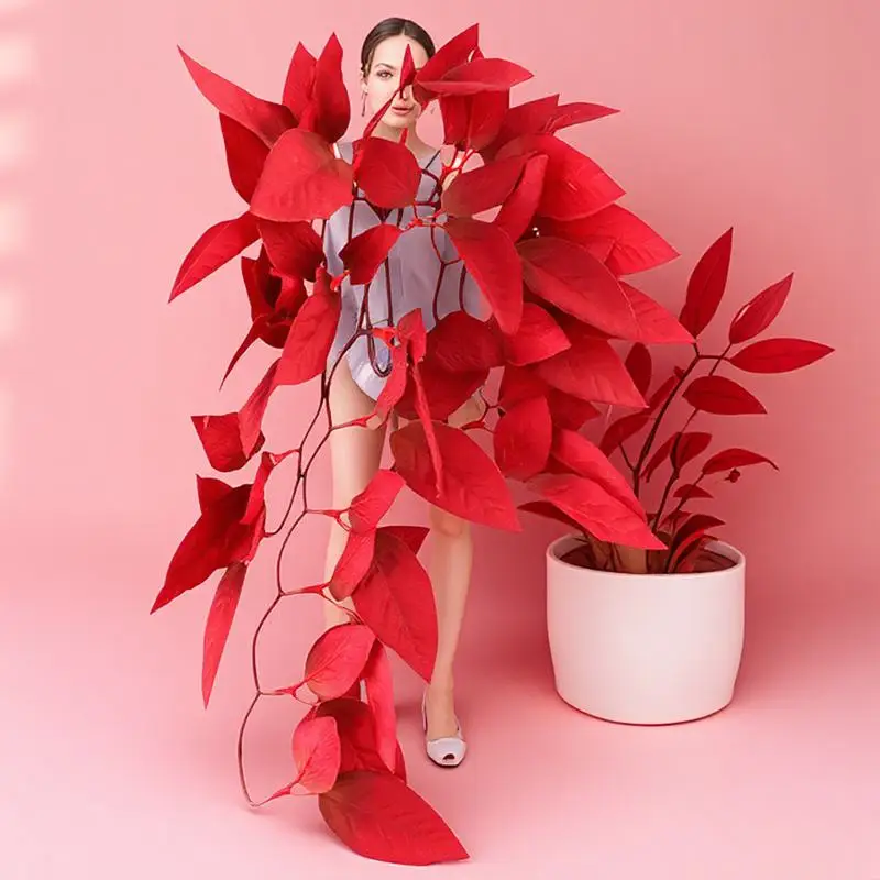 

Lifelike Aquarium Rattan Ornament Red Fish Tank Decoration For Fresh Salt Water Artificial Plants Betta Leaf Pad Goldfish