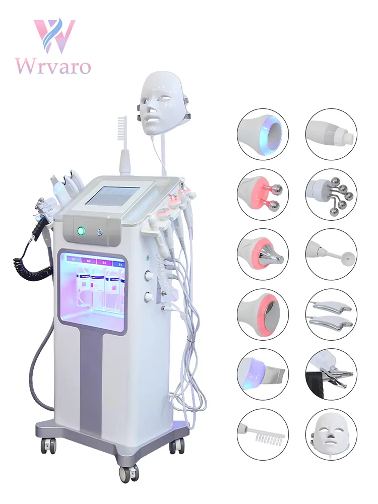 Newest 12 IN 1 Hydrogen Oxygen Bubble Machine Skin Cleansing Hydroxide Dermabrasion Instrument Line Engraved Water Light Decive