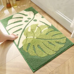 Leaves Non-Slip Bath Floor Mat Bathroom Fluffy Cashmere Absorbent Soft Rug Pad Children Room Carpet Carpet Home Decor Floor Mats