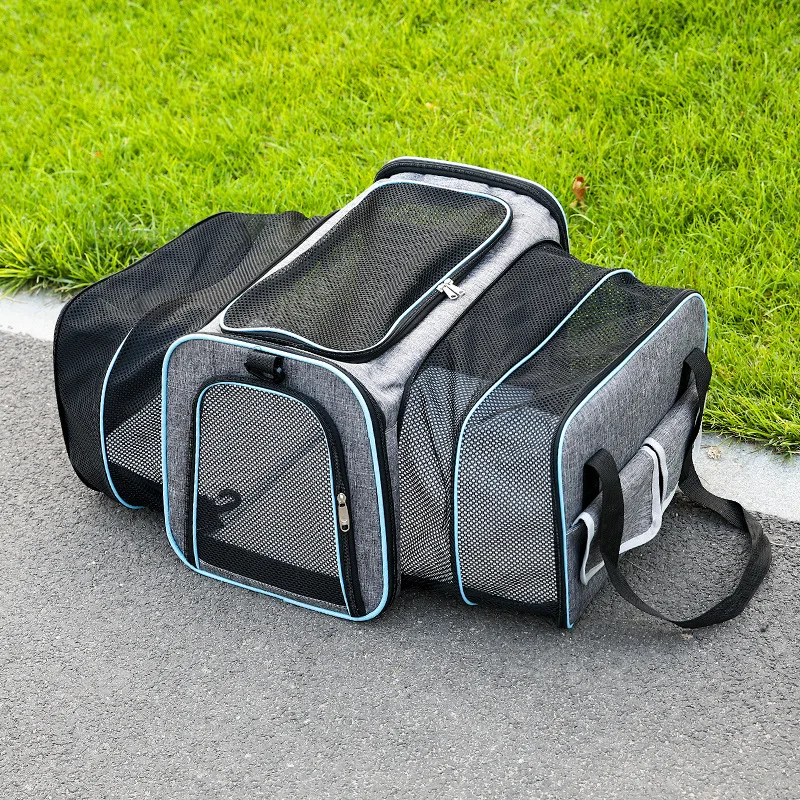 Imagem -03 - Transportador de Estimação Macio Dobrável com Fita Reflexiva Grande Capacidade Bolsa de Viagem Expansível para Cachorro e Gato Companhias Aéreas Aprovadas