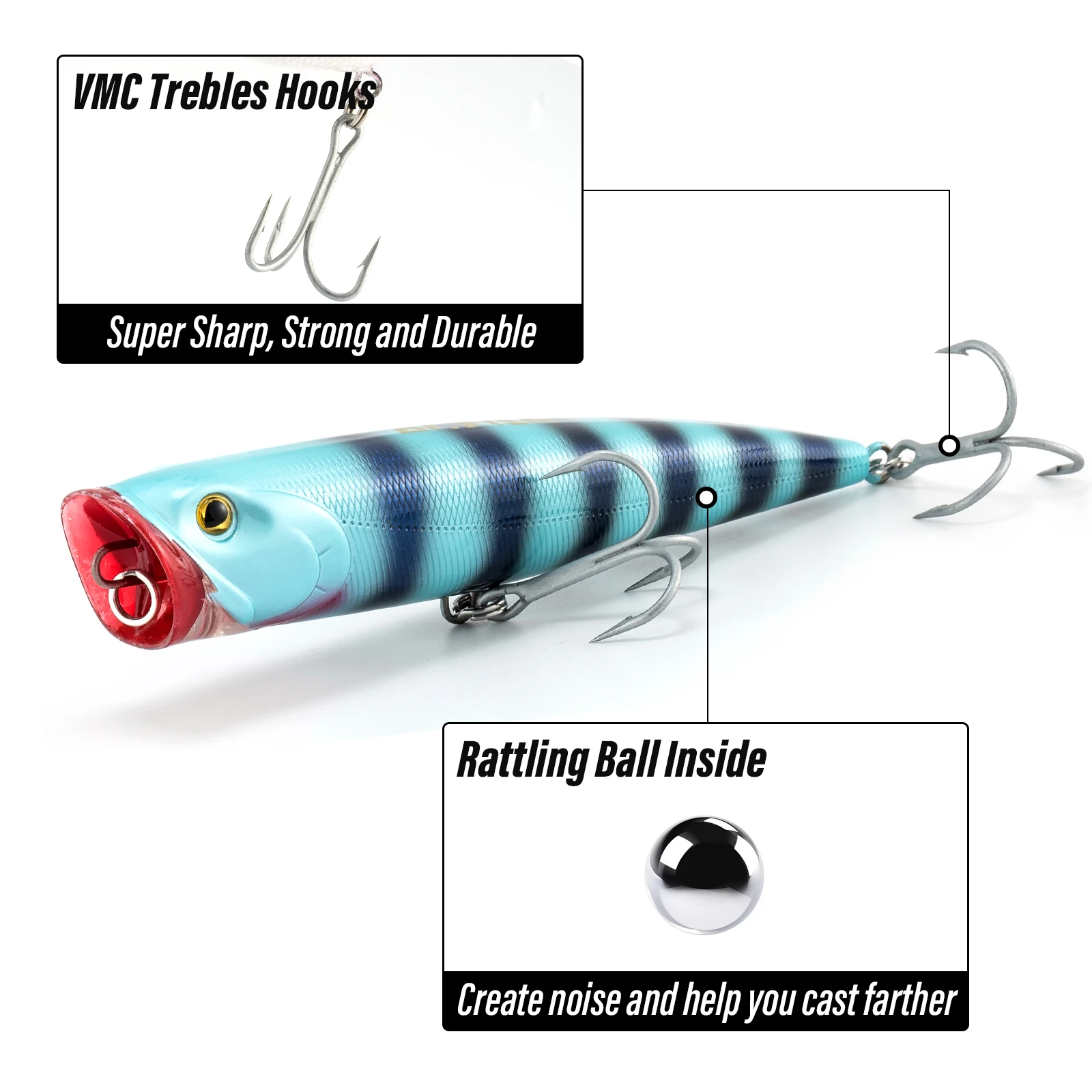 40g GT Popper Angelköder 14cm Wobbler Köder Kunstköder für Salzwasser Plug Thunfisch Surf Angeln Forelle Bass Offshore Big Game – Detail 17