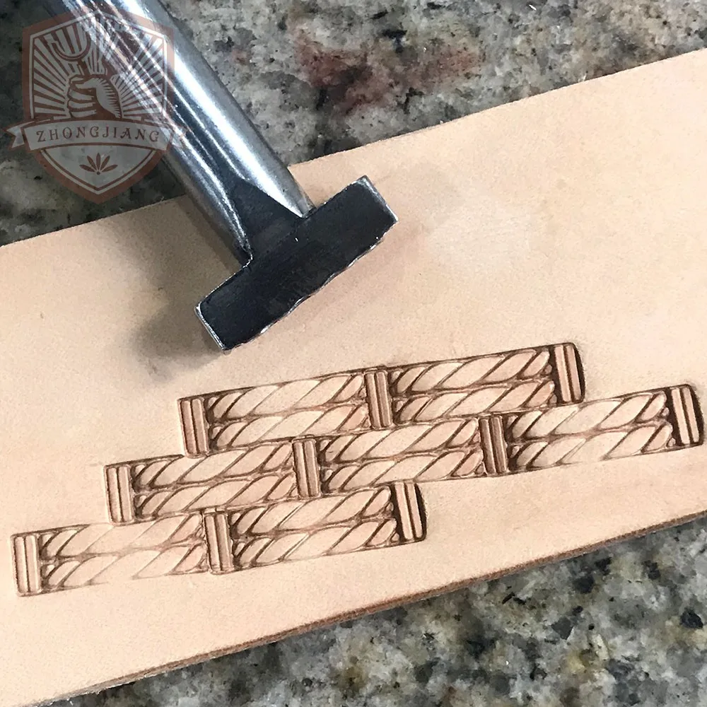 Leder-Stempelwerkzeug Doppelgeflecht-Korbmuster X173 Stempel Leder-Schnitzwerkzeug Zhongjiang 304 Edelstahl-Stempel – Detail 2