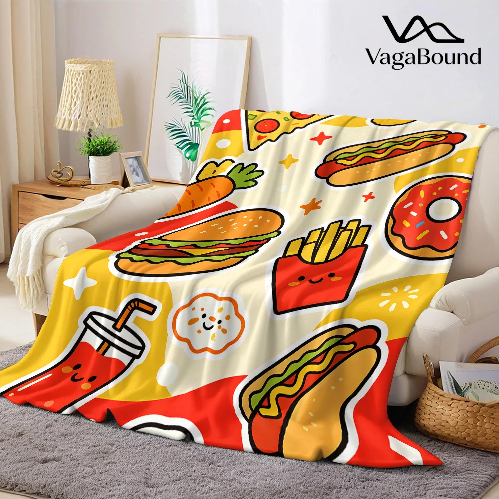 Kawaii Food Treats Flannel Blanket Warm Soft Halloween Christmas All-Season Couch Decorative Cozy Warm Gift
